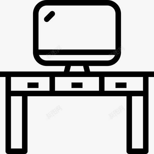 办公桌家用和家具元件线性图标svg_新图网 https://ixintu.com 办公桌 家用和家具元件 线性