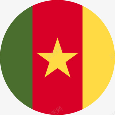 喀麦隆国旗圆旗图标图标