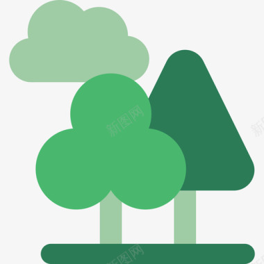 森林生态环境平坦图标图标