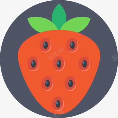 草莓食品9扁平图标图标