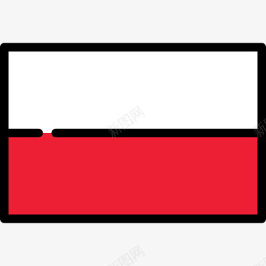 波兰共和国国旗收藏长方形图标图标