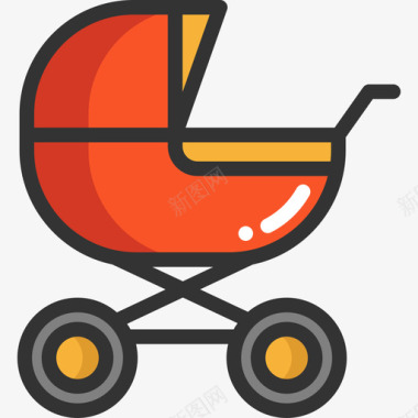 婴儿车儿童元素线性颜色图标图标