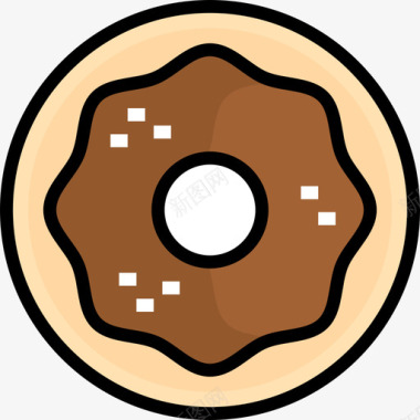 甜甜圈咖啡店11线性颜色图标图标