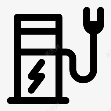 电站汽车插头充电站图标图标