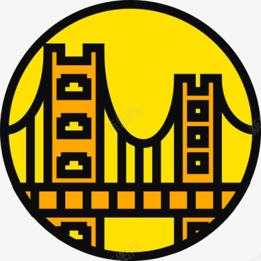 金门大桥纪念碑7号黄色图标图标