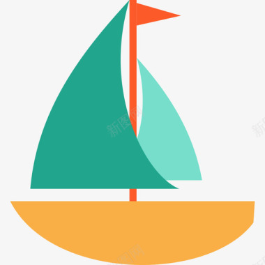 帆船运输夏季收藏图标图标