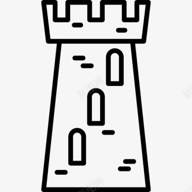 塔楼中世纪图标收藏线性图标