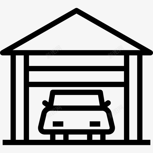 车库家用和家具元件线性图标svg_新图网 https://ixintu.com 家用和家具元件 线性 车库