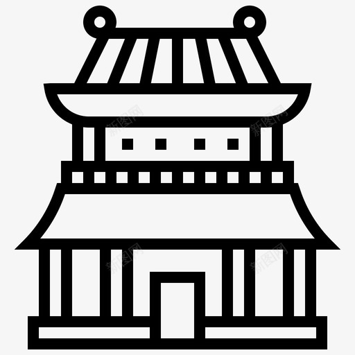 豫园建筑中国图标svg_新图网 https://ixintu.com 中国 中国符号线 建筑 豫园