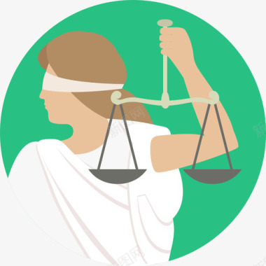 正义法律圆形平面图标图标