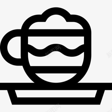 摩卡咖啡店6号直线型图标图标