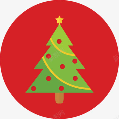 圣诞树圣诞8圆形扁平图标图标