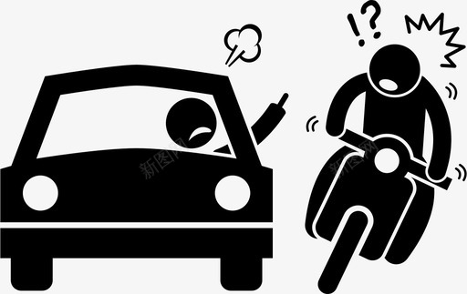 汽车司机嘲笑摩托车手愤怒的司机道路愤怒欺凌图标图标