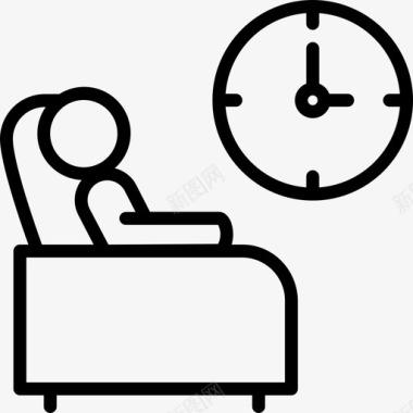 候诊室扶手椅时钟图标图标