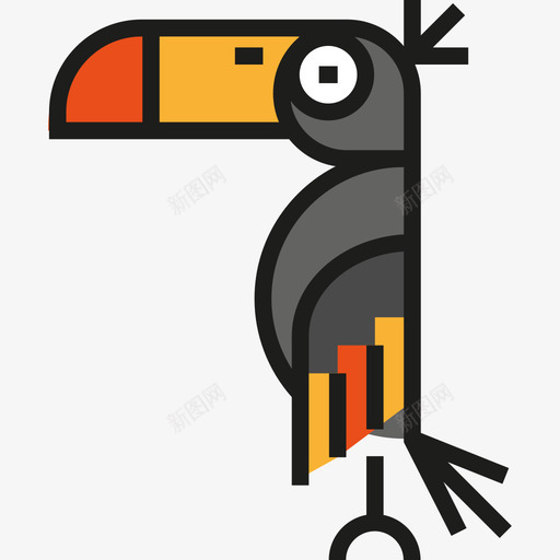 巨嘴鸟动物2线性颜色图标svg_新图网 https://ixintu.com 动物2 巨嘴鸟 线性颜色