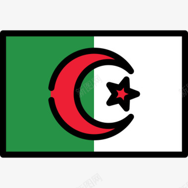 阿尔及利亚旗帜收藏长方形图标图标