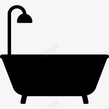 浴缸家具和白色家电实心图标图标