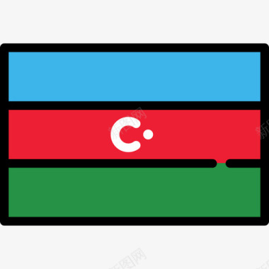 阿塞拜疆旗帜收藏矩形图标图标
