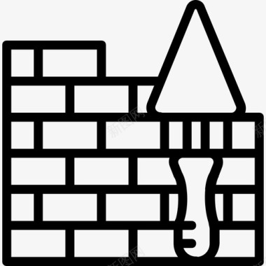 砖墙建筑线性图标图标