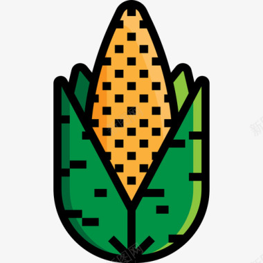 玉米芯食品和餐厅3线性颜色图标图标