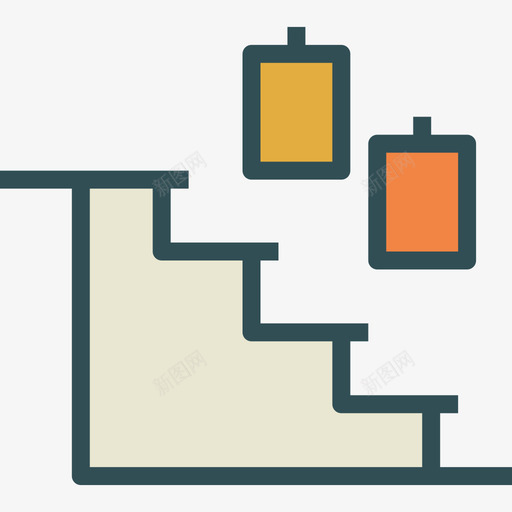 楼梯户型2线性颜色图标svg_新图网 https://ixintu.com 户型2 楼梯 线性颜色