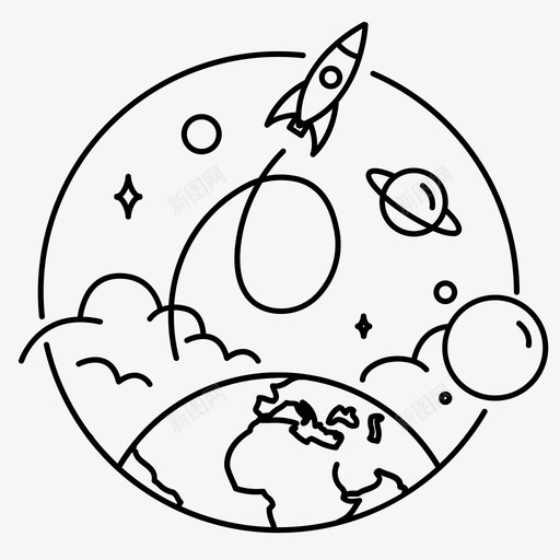 太空行星火箭图标svg_新图网 https://ixintu.com 太空 太空旅行 恒星 火箭 行星