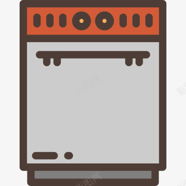 洗碗机厨房元素3线性颜色图标图标