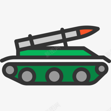 坦克武器线性颜色图标图标