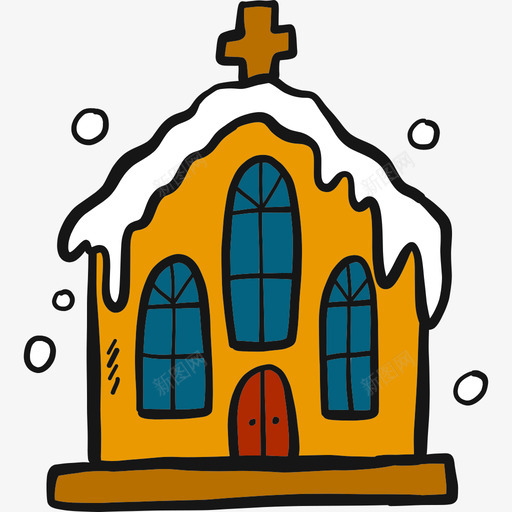 教堂圣诞32彩色图标svg_新图网 https://ixintu.com 圣诞32 彩色 教堂