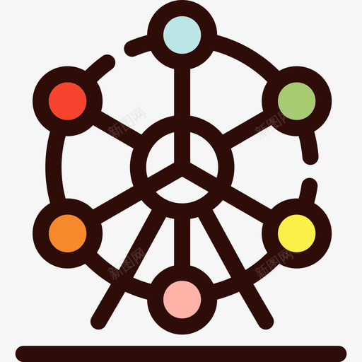 摩天轮马戏团10线性颜色图标svg_新图网 https://ixintu.com 摩天轮 线性颜色 马戏团10