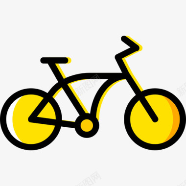 自行车交通工具4黄色图标图标