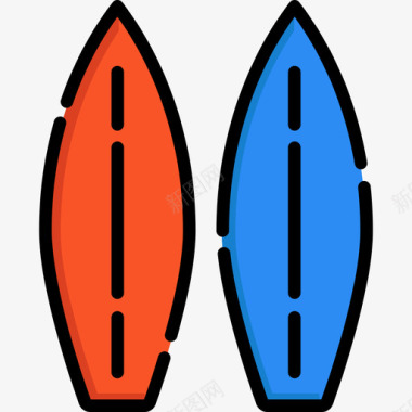 冲浪板澳大利亚4线性颜色图标图标