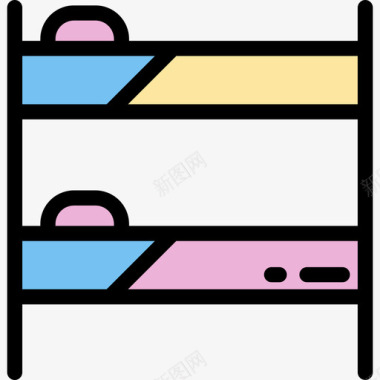 双层床睡眠时间颜色线性颜色图标图标