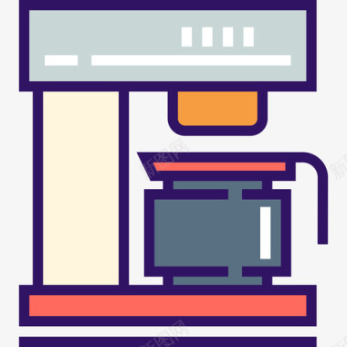 咖啡机厨房6线性颜色图标图标