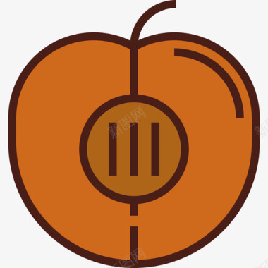 桃食物6线形颜色图标图标