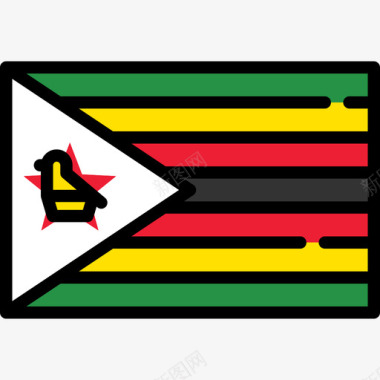 津巴布韦旗帜收藏长方形图标图标
