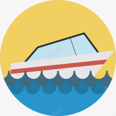 游艇运输6扁平图标图标