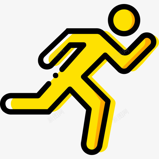跑步健身2黄色图标svg_新图网 https://ixintu.com 健身2 跑步 黄色