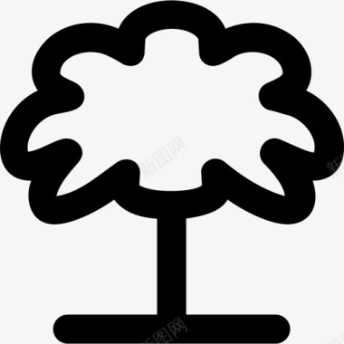 树自然图标集合粗体圆形图标