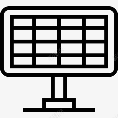 太阳能电池板工业3线性图标图标