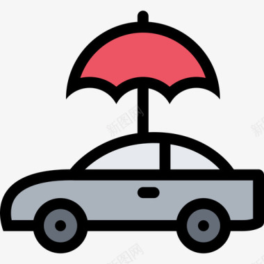 汽车天气和保险颜色图标图标