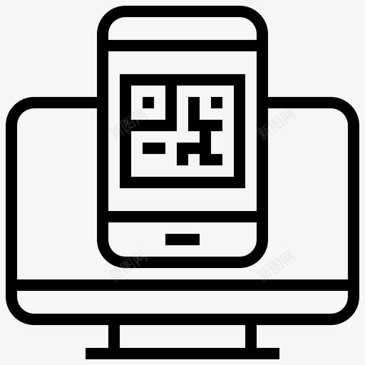 二维码条码电脑图标svg_新图网 https://ixintu.com 二维码 二维码线 智能手机 条码 电脑
