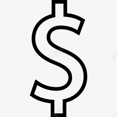 美元符号商业和金融图标集细线图标