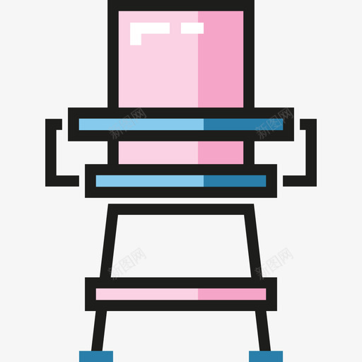 高脚椅婴儿和玩具4线性颜色图标svg_新图网 https://ixintu.com 婴儿和玩具4 线性颜色 高脚椅