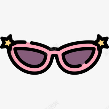 猫眼眼镜美丽6线性颜色图标图标