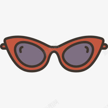 猫眼眼镜线性颜色时尚套装其他图标图标