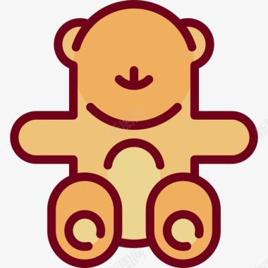 泰迪熊玩具3线性颜色图标图标