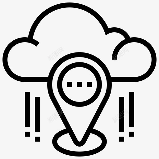 位置云数据图标svg_新图网 https://ixintu.com gps 云 云服务线 位置 技术 数据