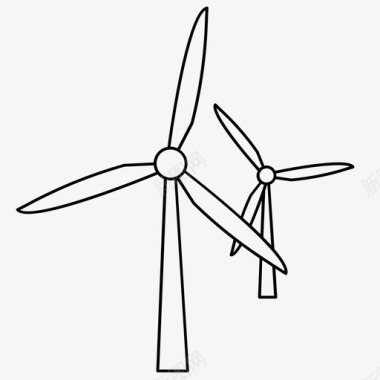 风力涡轮机空气环保图标图标