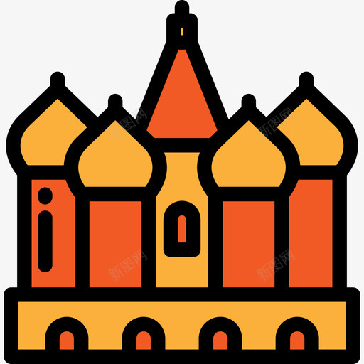 圣巴兹尔大教堂旅行4线性颜色图标svg_新图网 https://ixintu.com 圣巴兹尔大教堂 旅行4 线性颜色